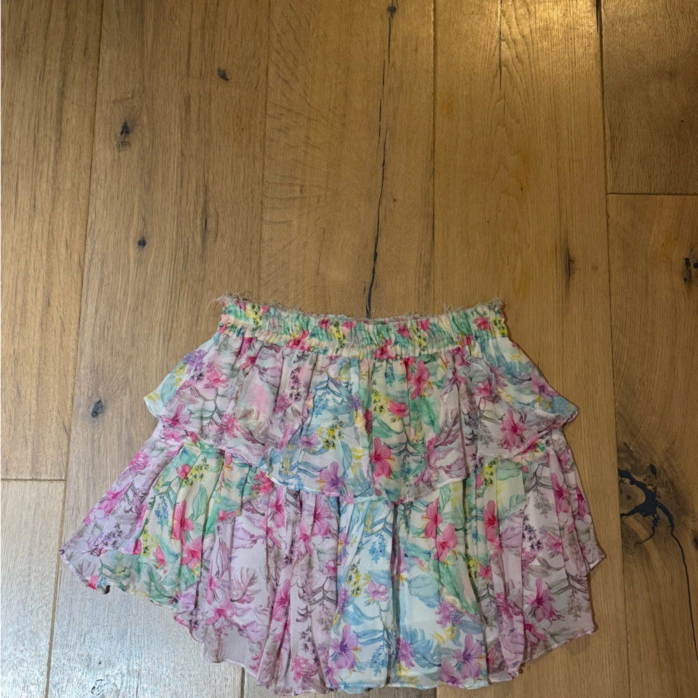 LoveShackFancy Pastel Floral Mini Skirt